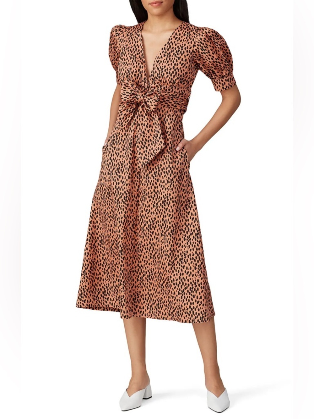 Love,whit Dotted Puffed Sleeve Dress Xl